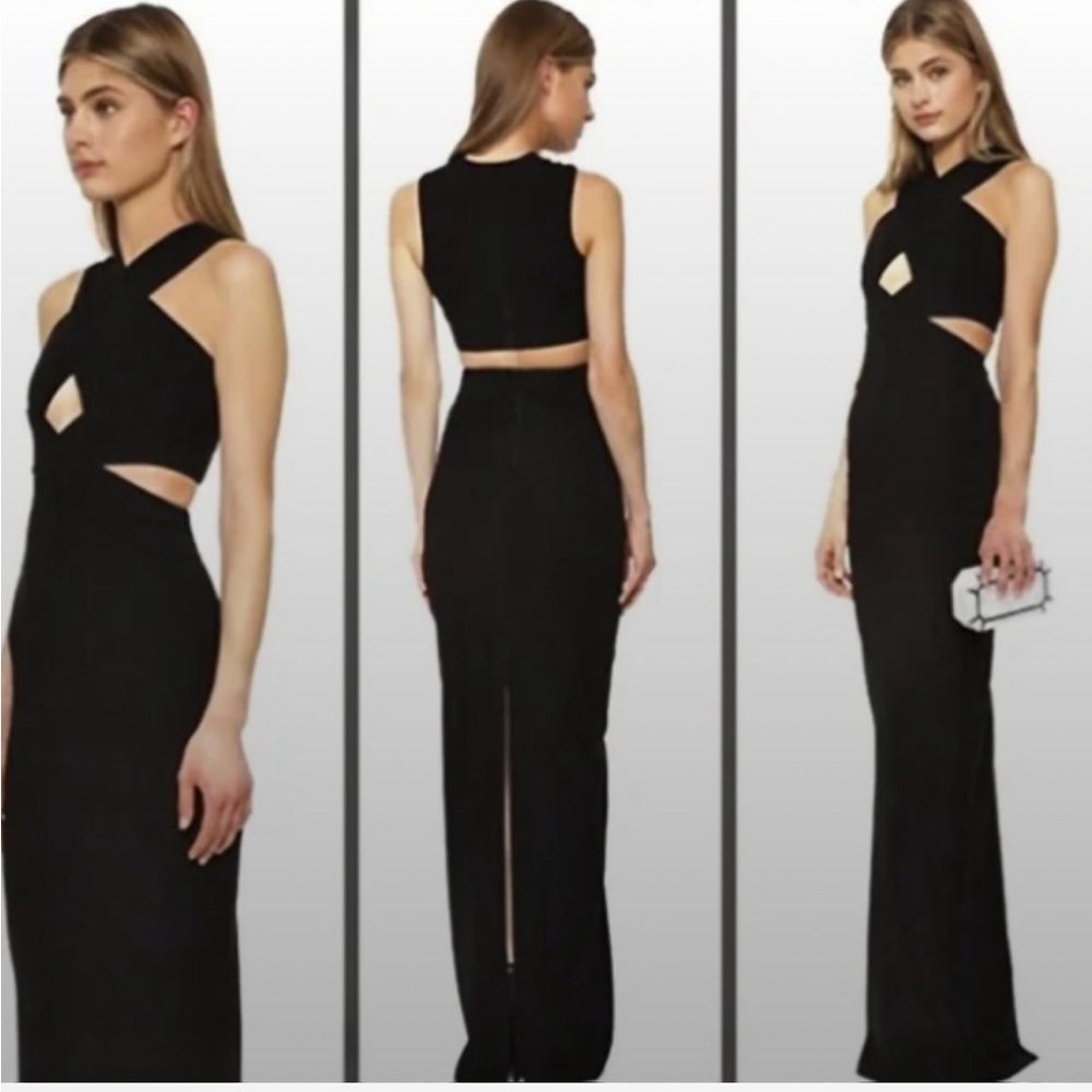 NWT Solace London Open Back Keyhole Black Maxi Dress - Picture 2 of 7